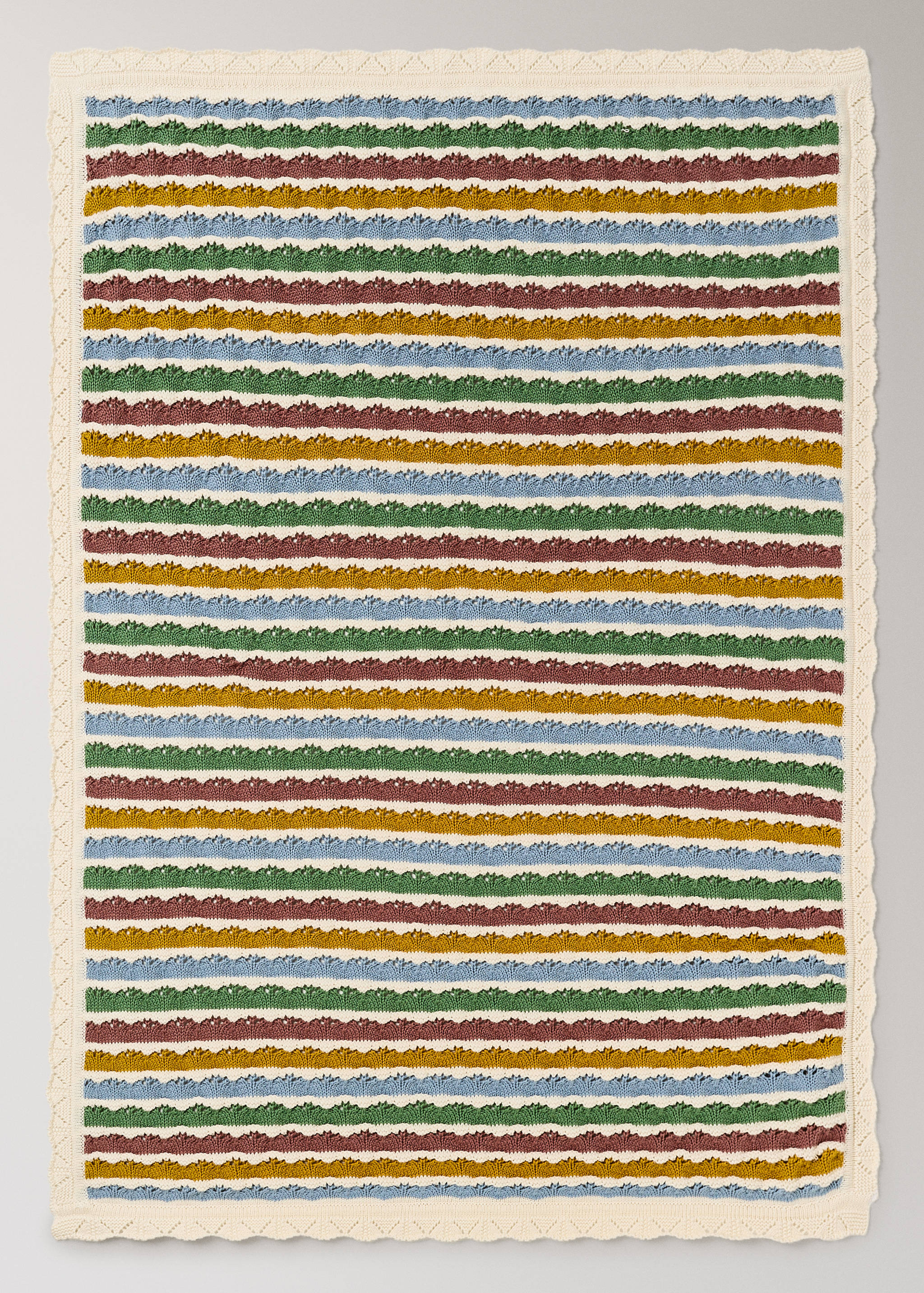 Barnfilt 100% bomull med hålmönstrade ränder - Detaljer om artikeln 3