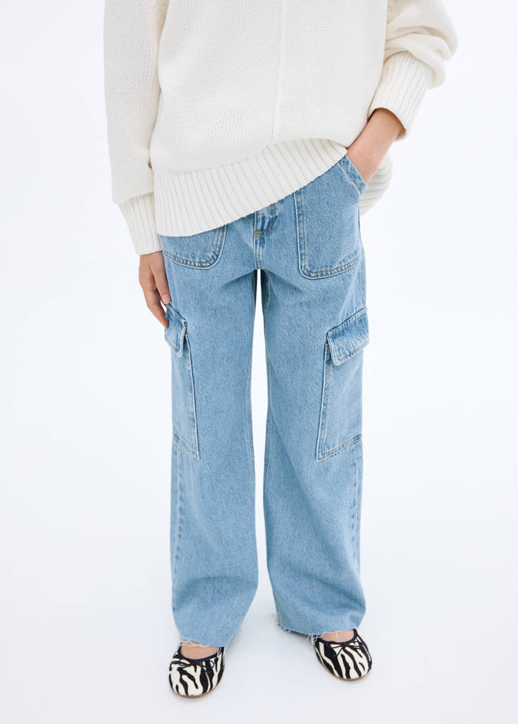 Straight-fit cargo jeans — Medium Blue