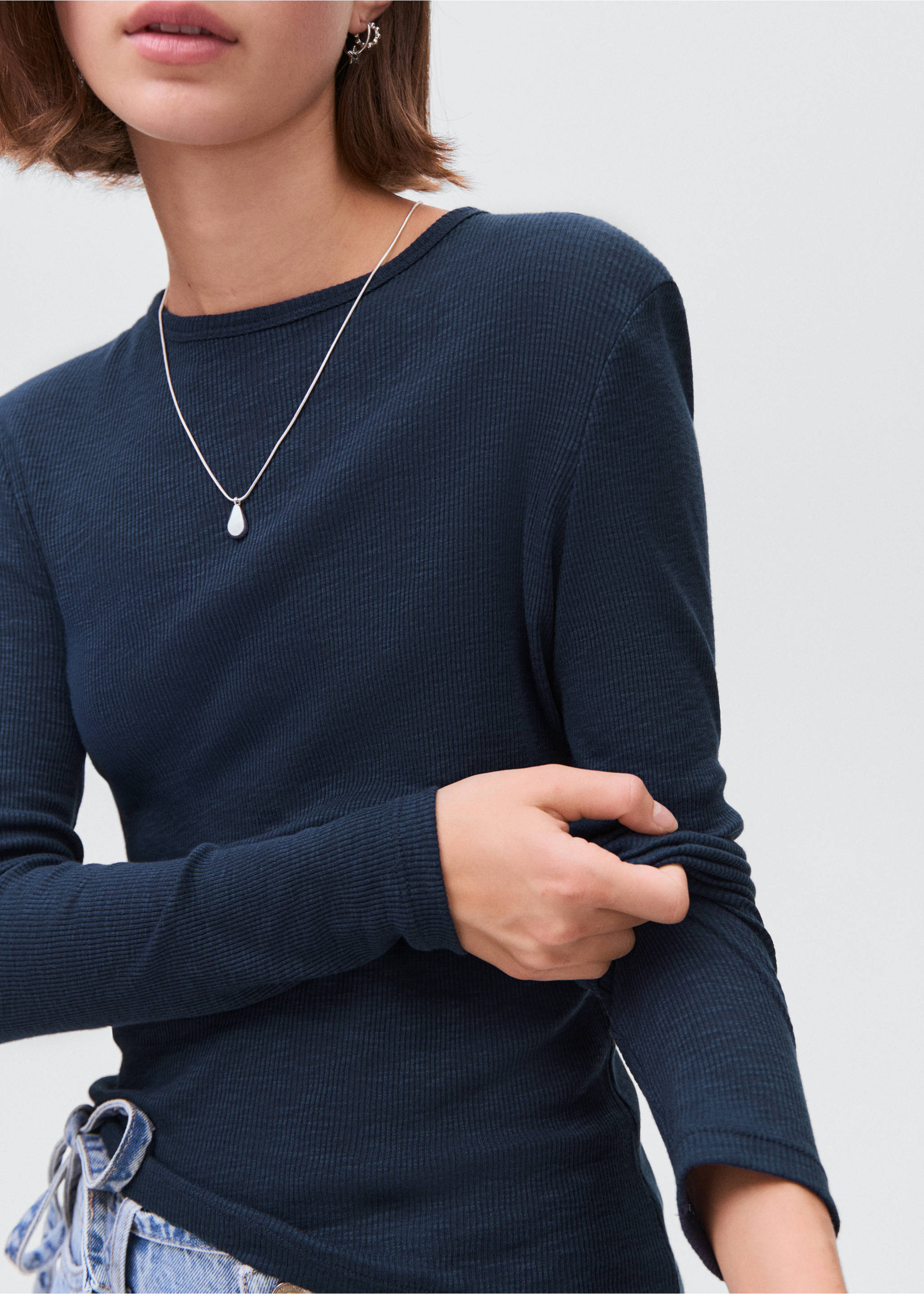 Лонгслив из трикотажа - Деталь изделия 1, Темно-синий. Ref: 17044074-00.