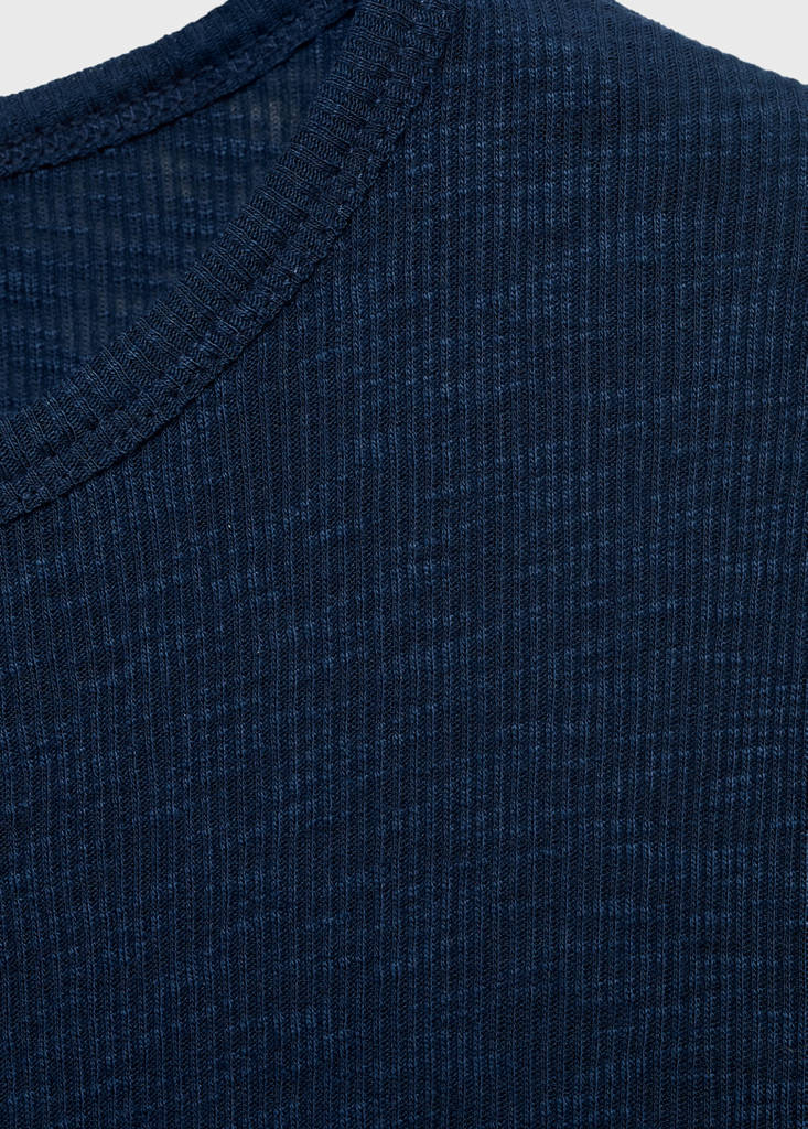 Long-sleeved knitted t-shirt — Dark Navy