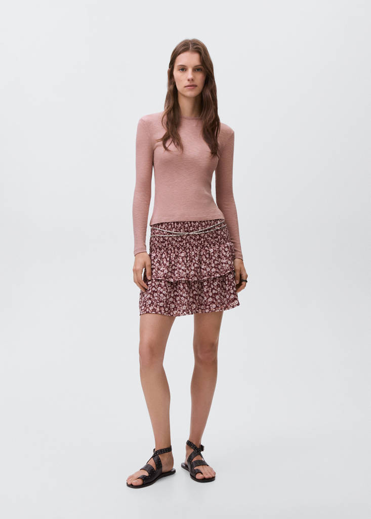 Long-sleeved knitted t-shirt — Pale Pink