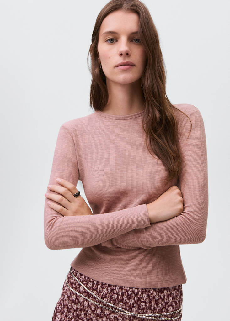 Long-sleeved knitted t-shirt — Pale Pink