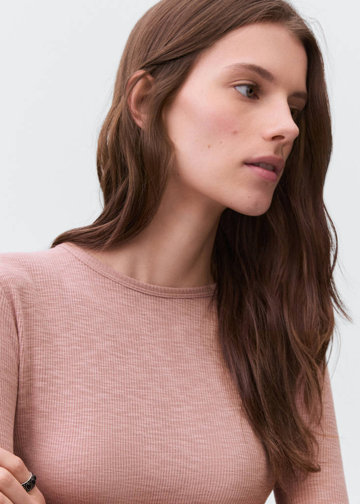 Long-sleeved knitted t-shirt — Pale Pink