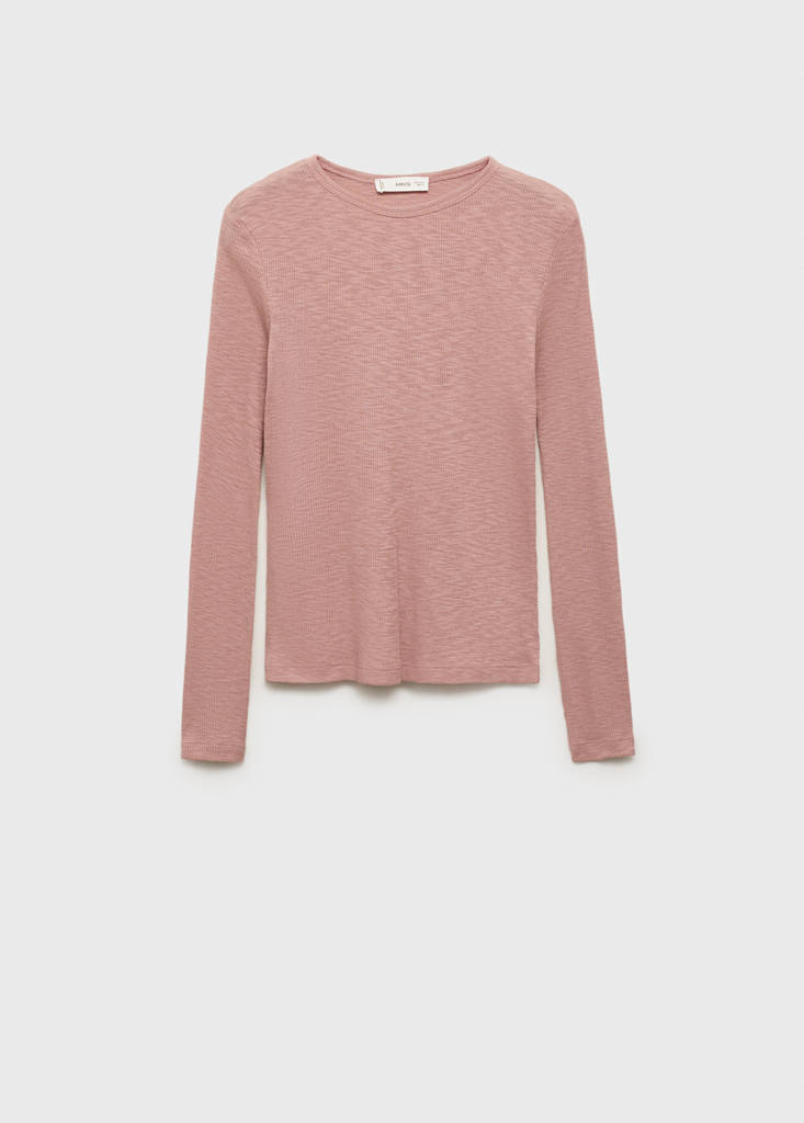 Long-sleeved knitted t-shirt — Pale Pink
