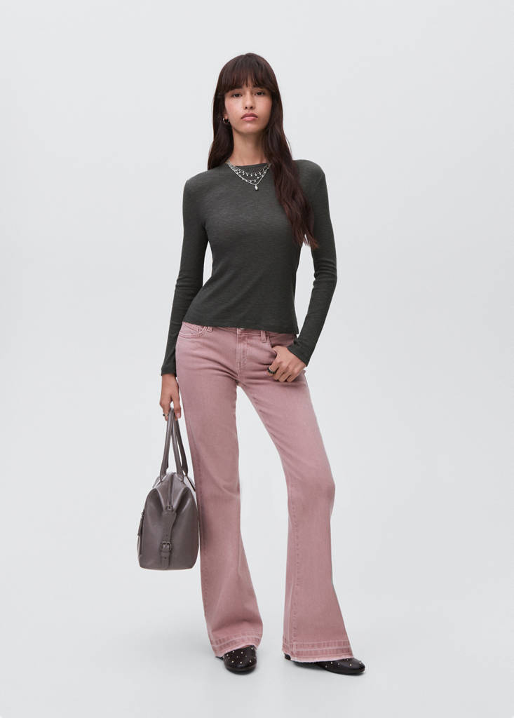 Long-sleeved knitted t-shirt — Charcoal