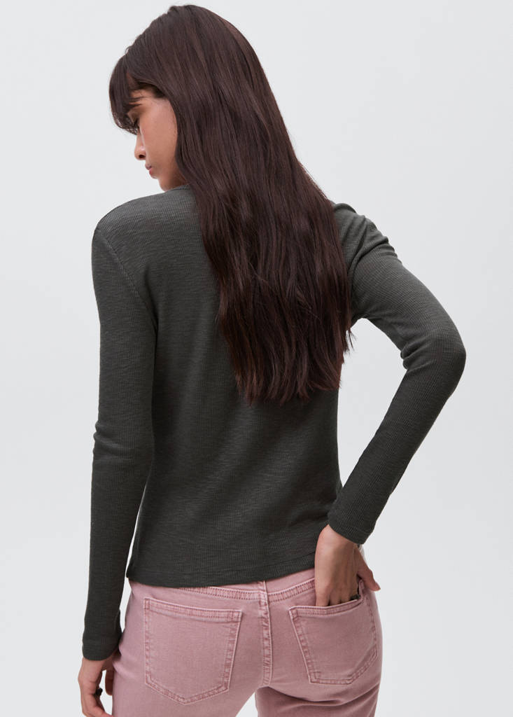 Long-sleeved knitted t-shirt — Charcoal