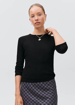 Long-sleeved knitted t-shirt — Black 1