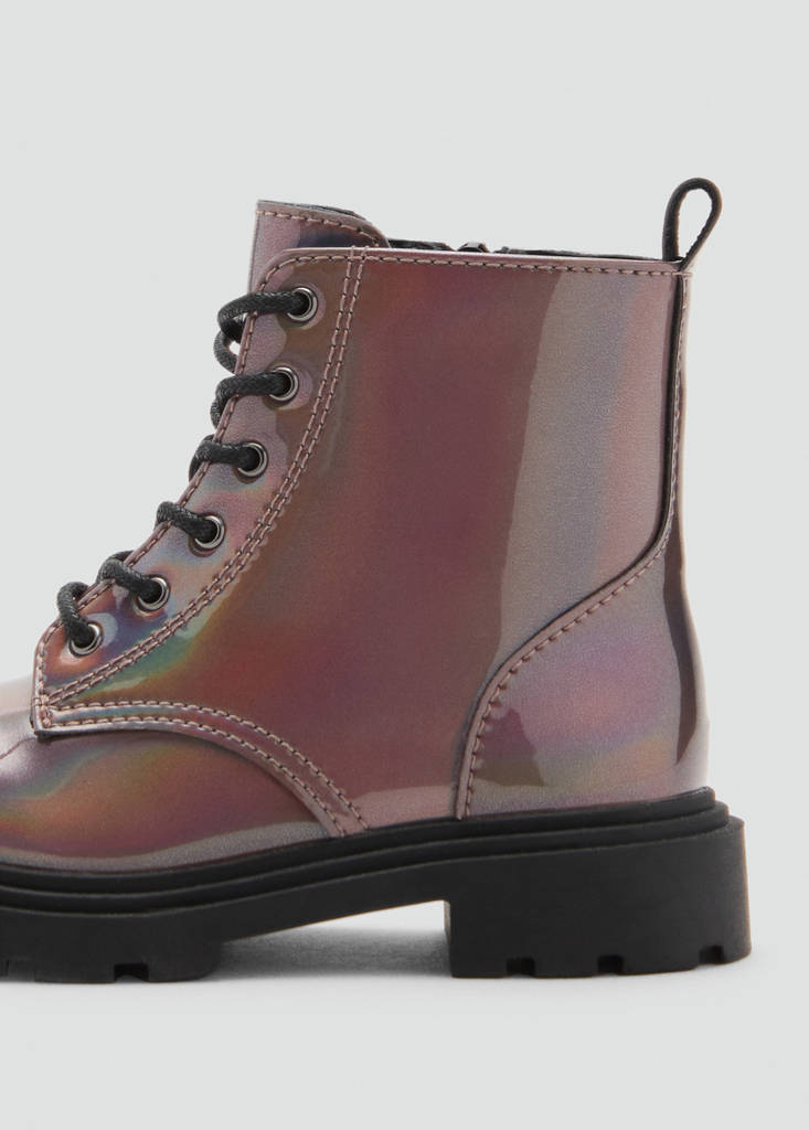Zipped metallic boots — Maroon