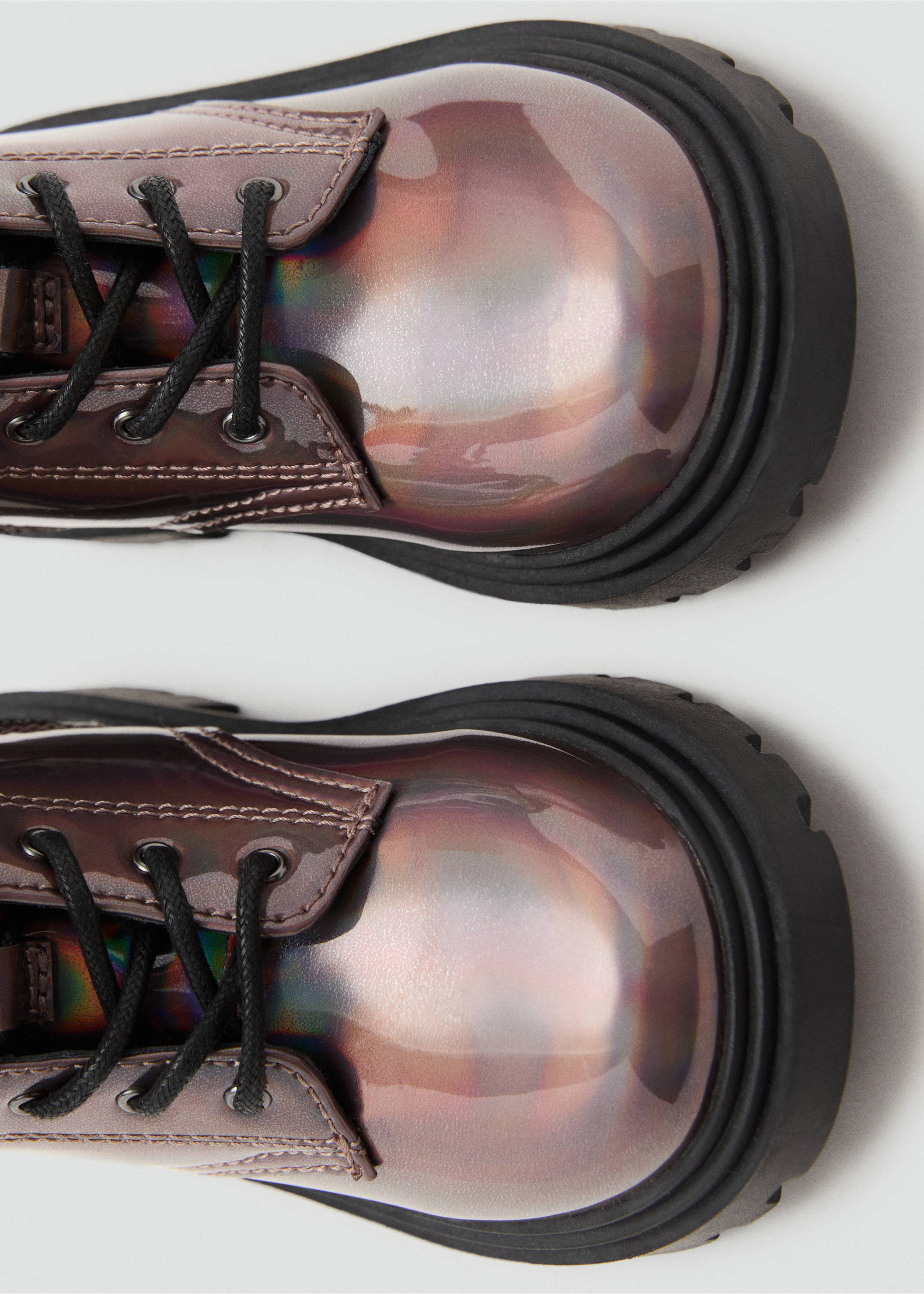 Zipped metallic boots - Details of the article 3, Maroon. Ref: 17044076-00.