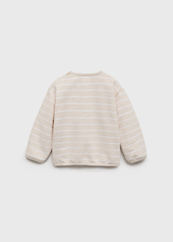 Striped sweatshirt with button detail — Sand