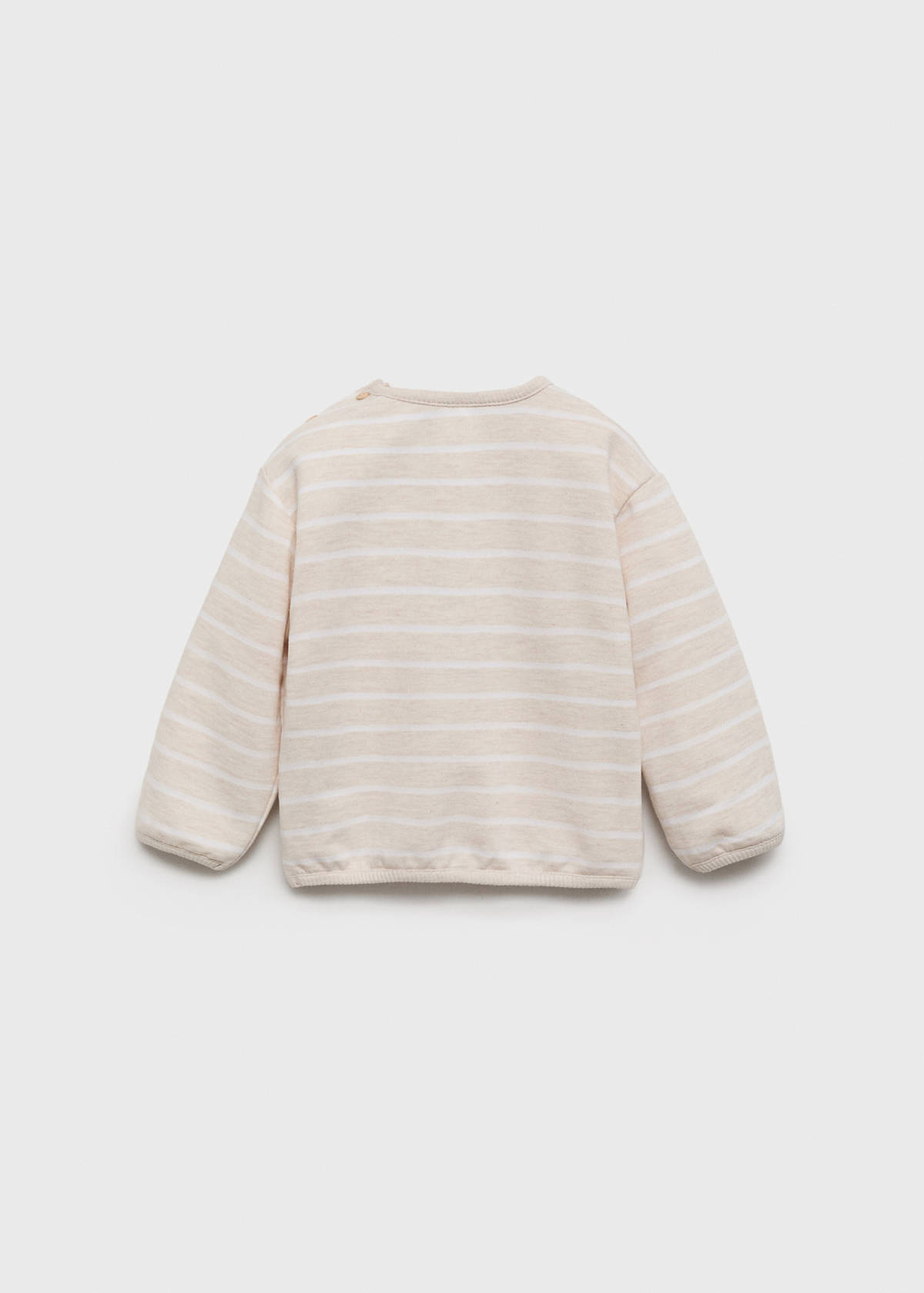 Striped sweatshirt with button detail — Sand