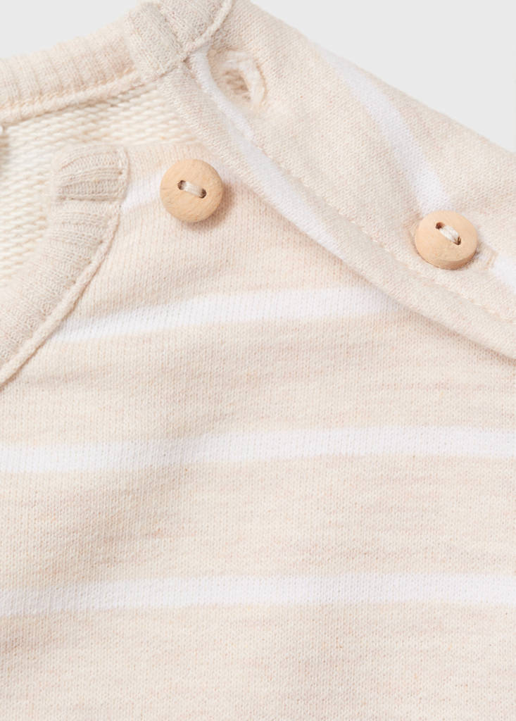 Striped sweatshirt with button detail — Sand