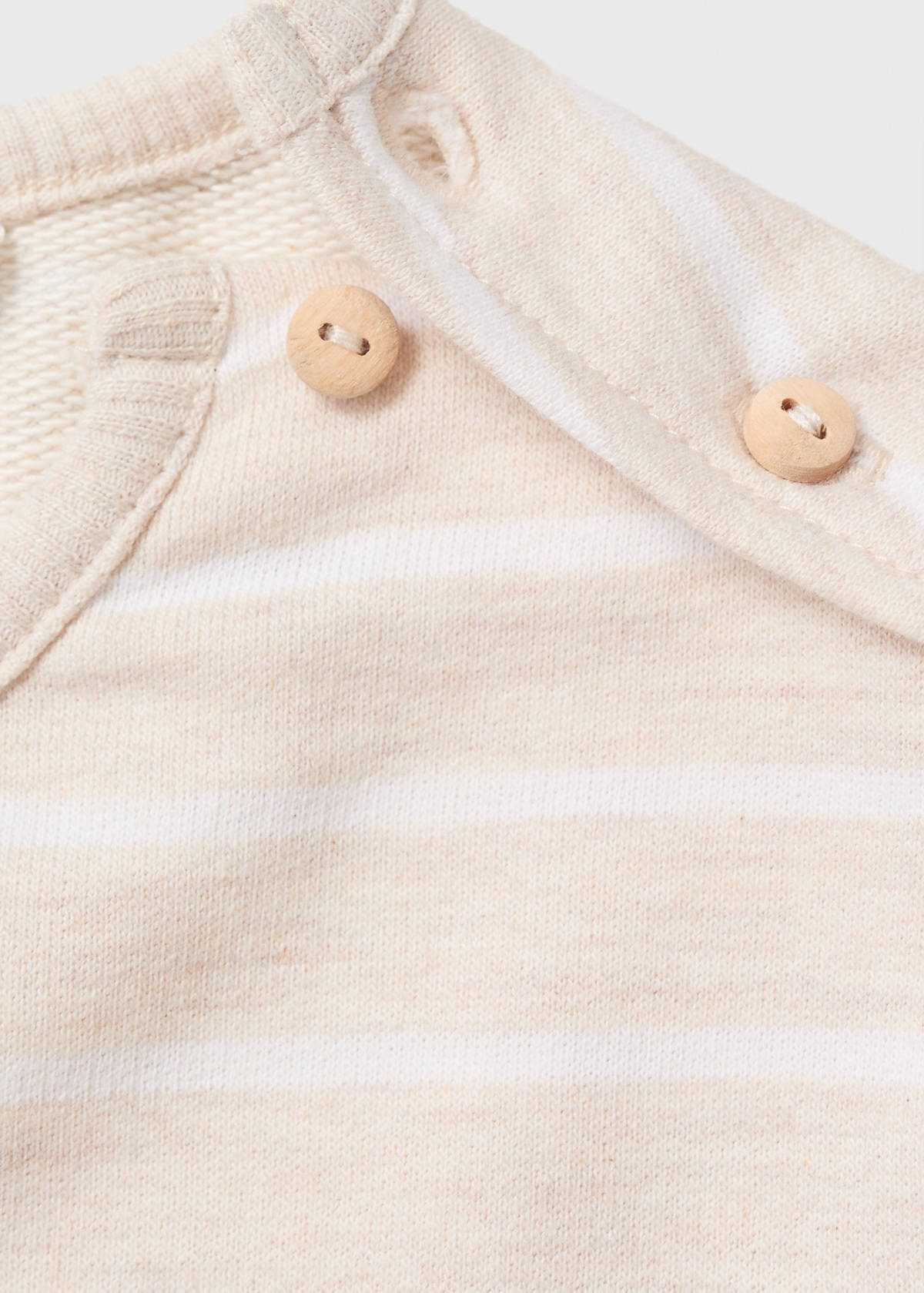 Striped sweatshirt with button detail — Sand