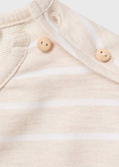 Striped sweatshirt with button detail — Sand 2