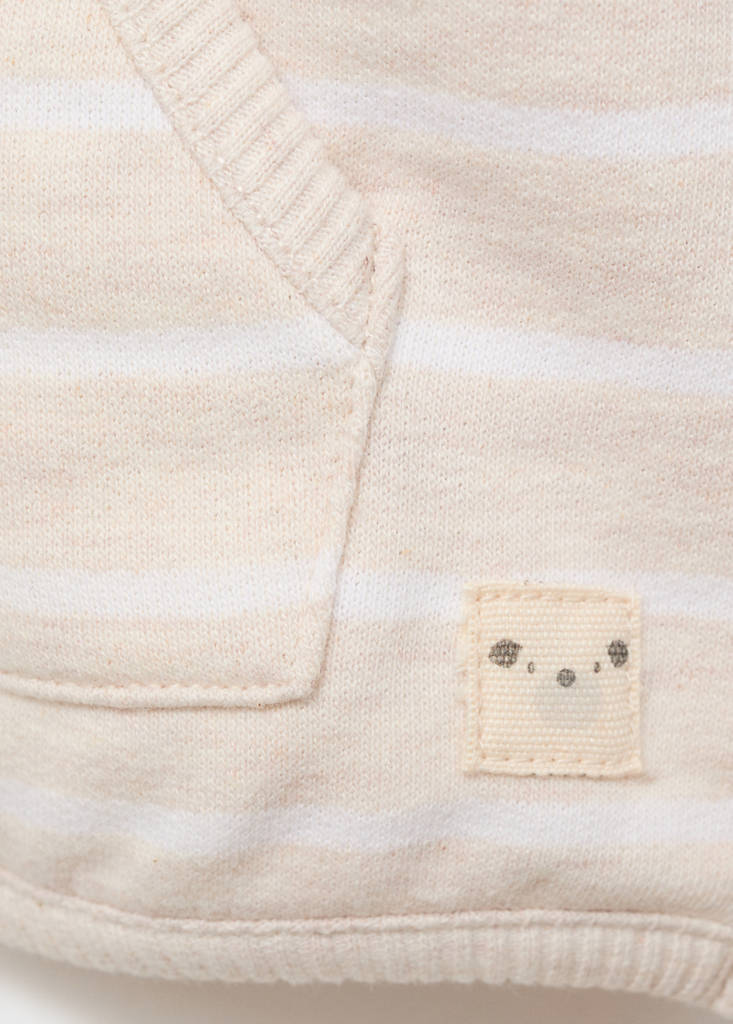 Striped sweatshirt with button detail — Sand