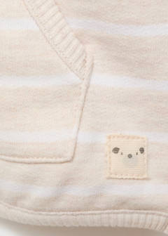 Striped sweatshirt with button detail — Sand 4
