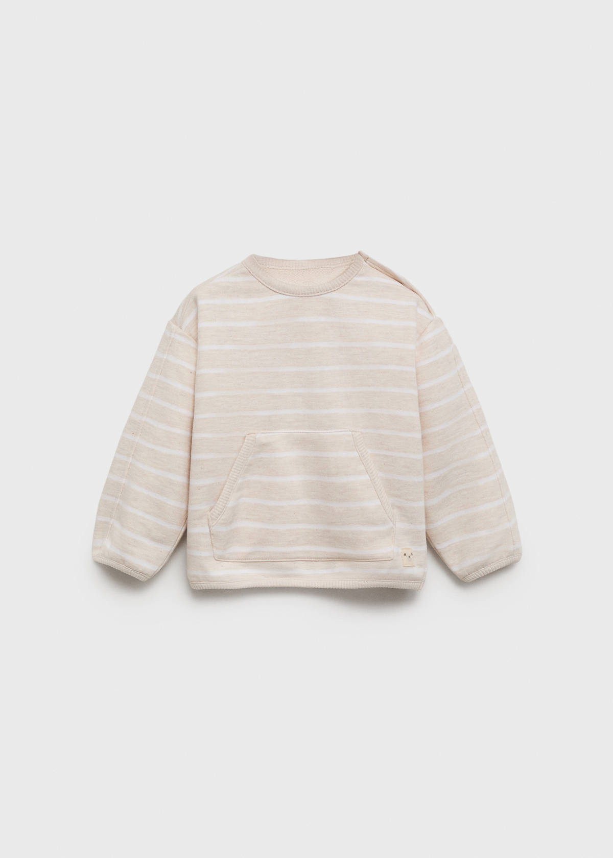 Striped sweatshirt with button detail — Sand