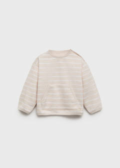 Striped sweatshirt with button detail — Sand 1