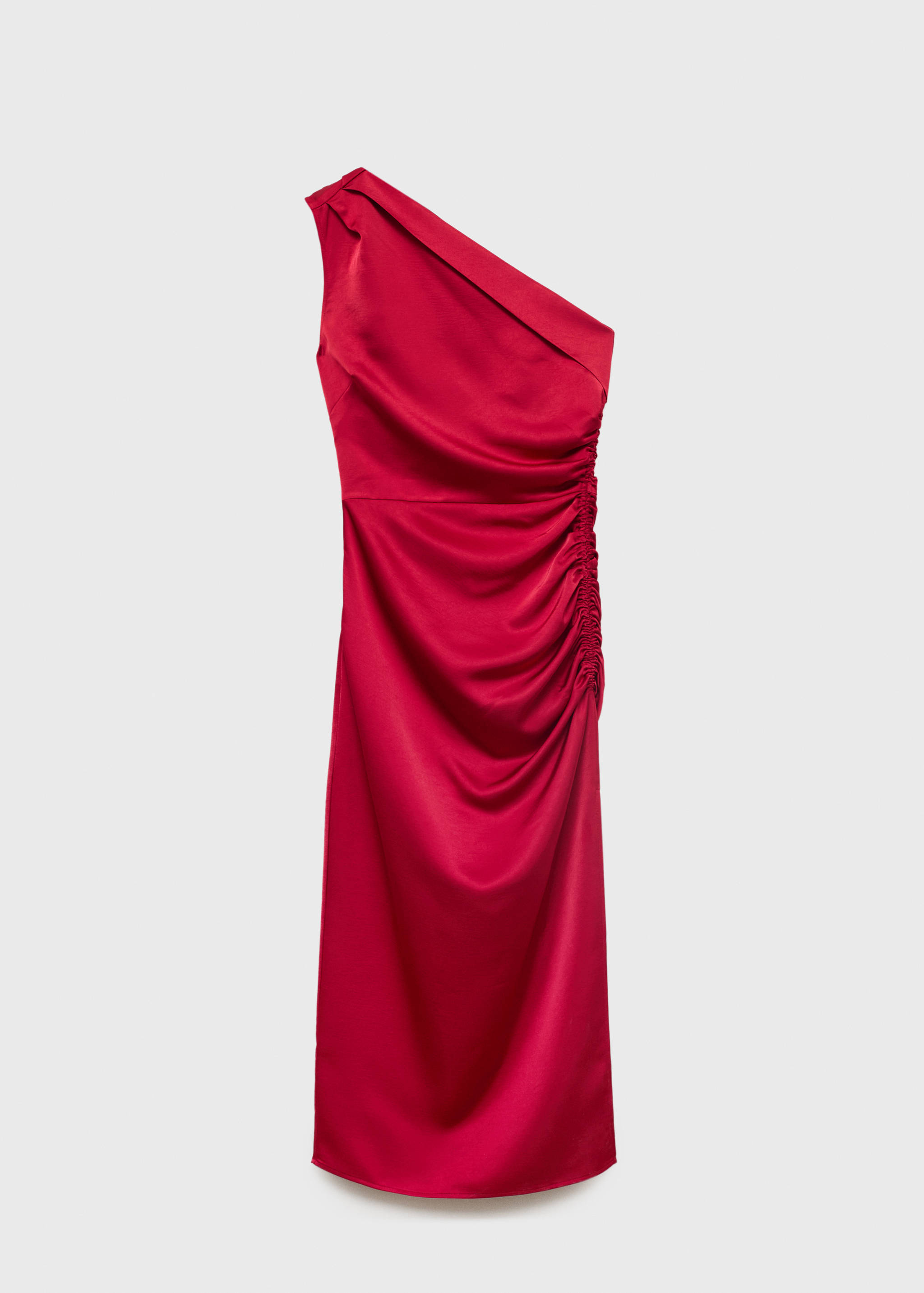 Vestido asimétrico satinado fruncido lateral - Artículo sin modelo