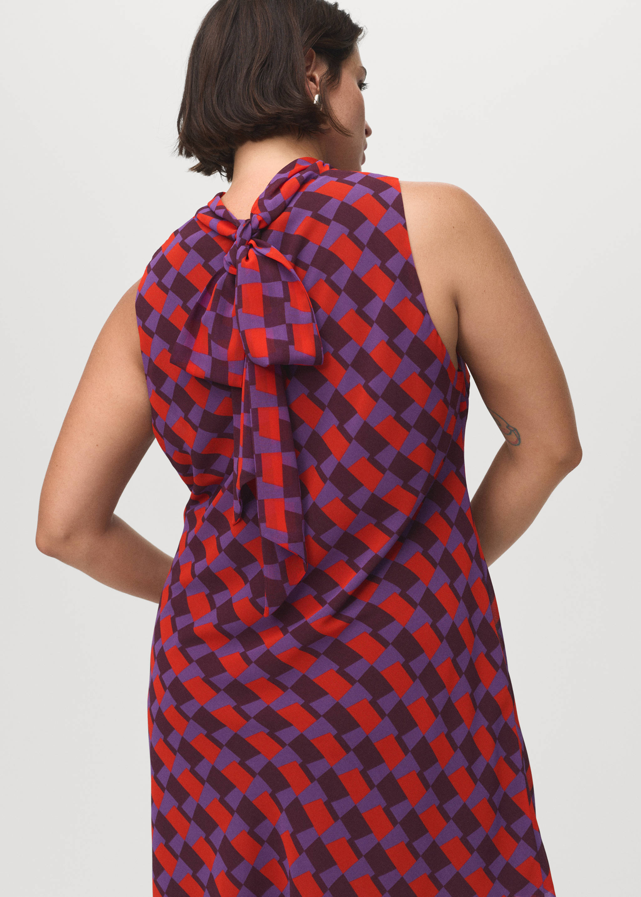 Printed dress with bow detail - Details of the article 4