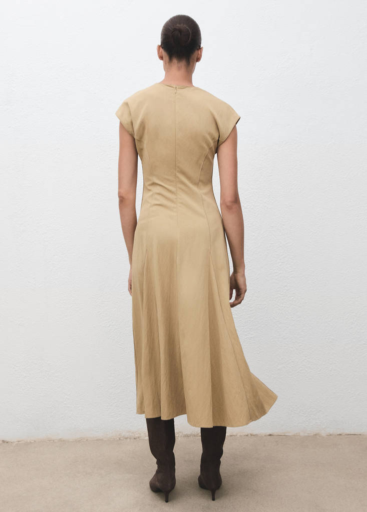 V-neck dress with stitching — Light/Pastel Grey