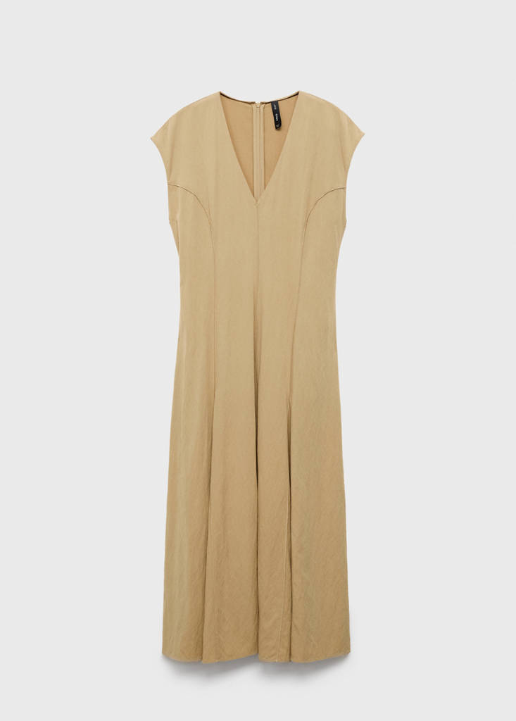 V-neck dress with stitching — Light/Pastel Grey