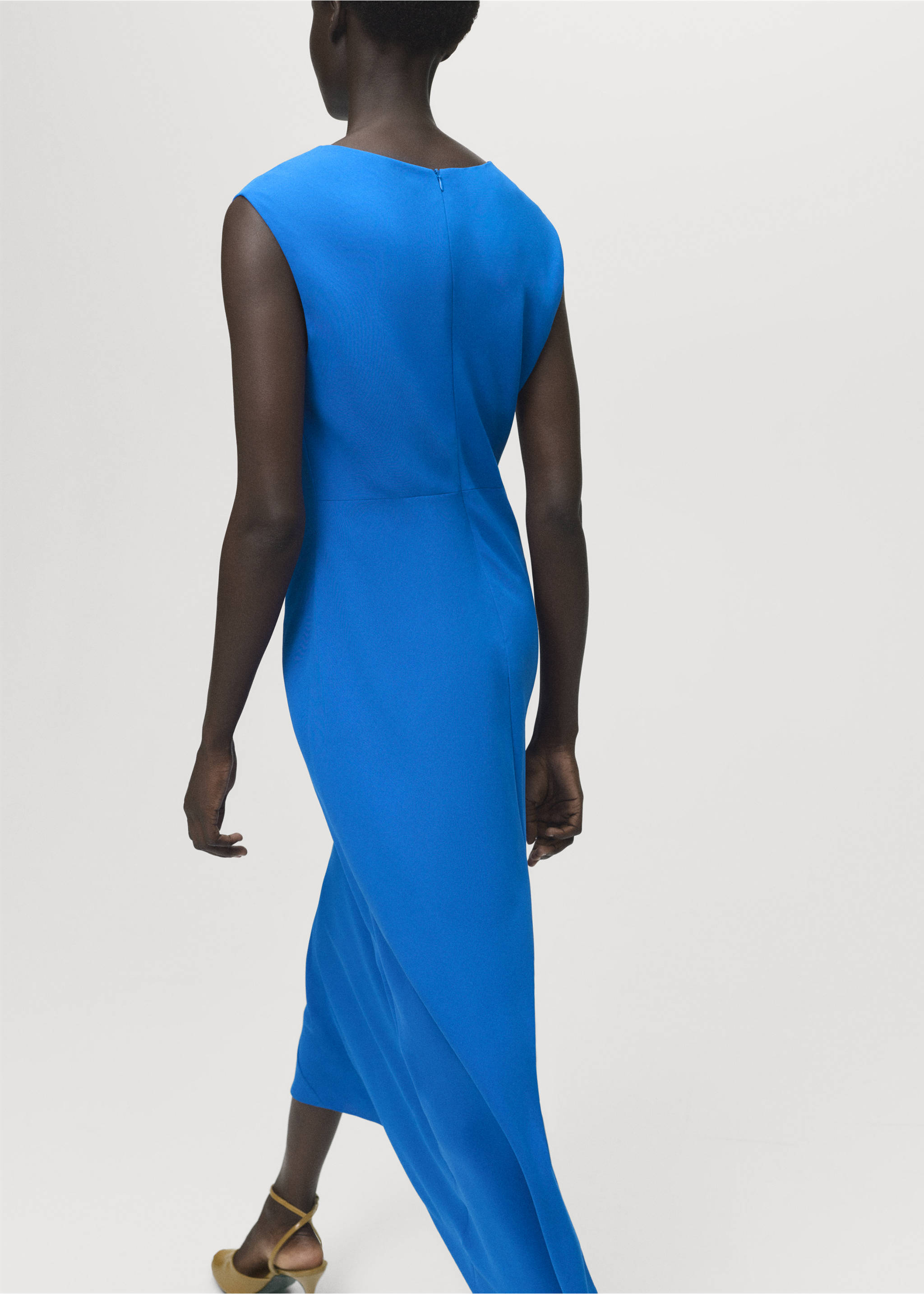 Миди-платье со сборками - Обратная сторона изделия, Синий. Ref: 17044087-00.