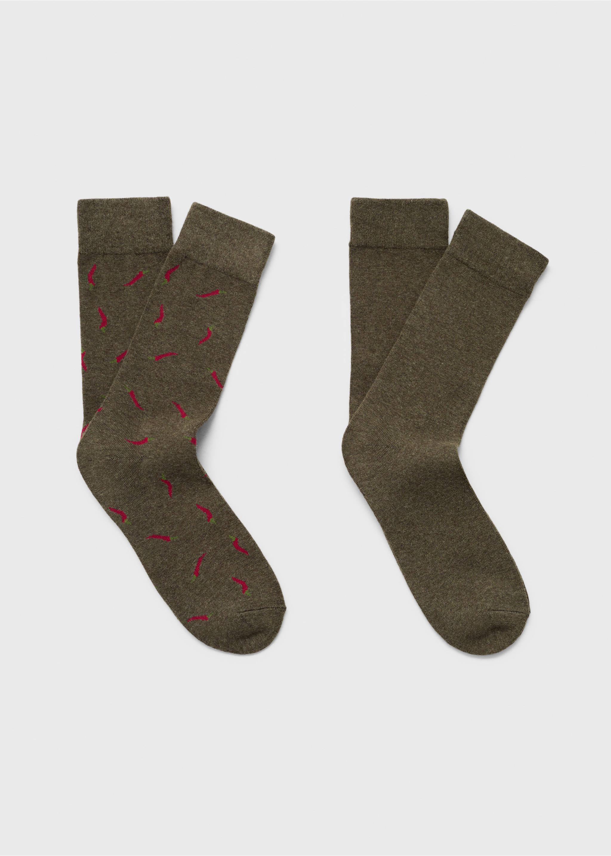 Pack 2 calcetines estampados - Artículo sin modelo, Khaki. Ref: 17044090-00.