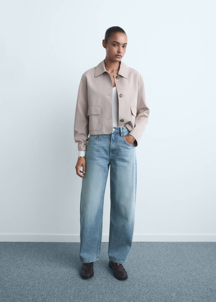 High-waisted barrel jeans — Medium Blue
