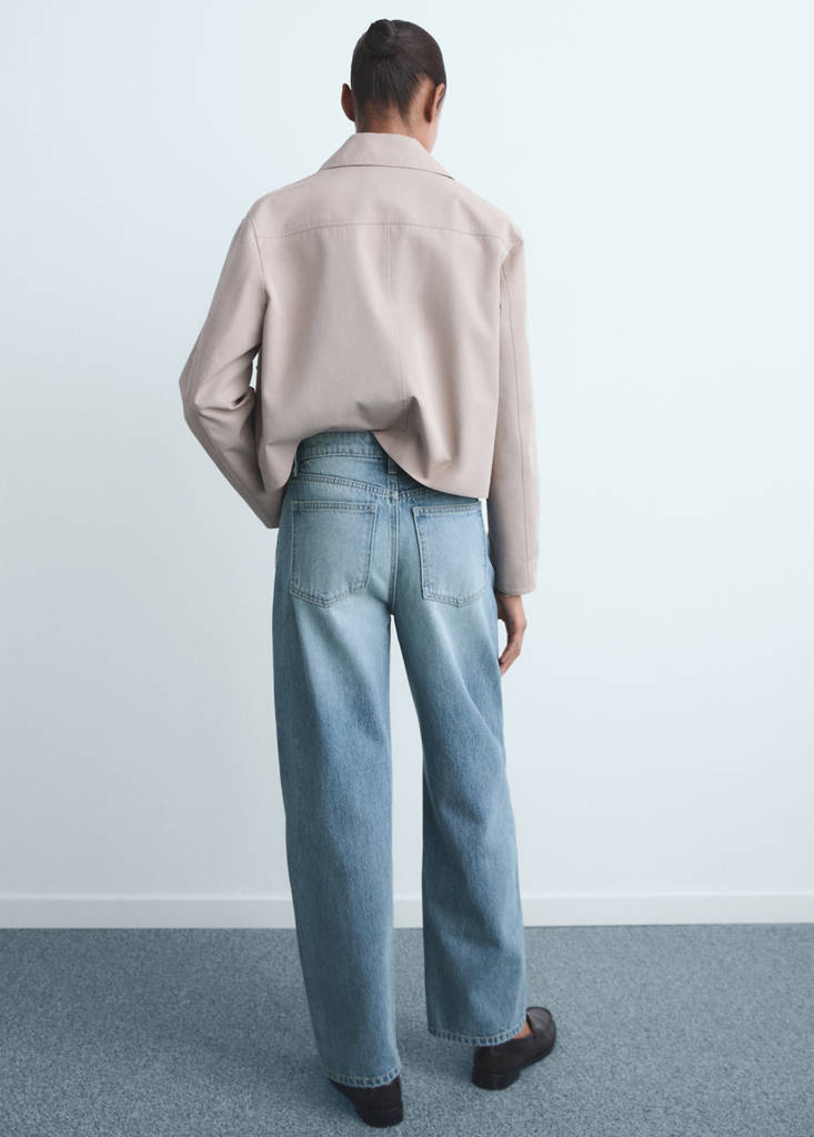 High-waisted barrel jeans — Medium Blue
