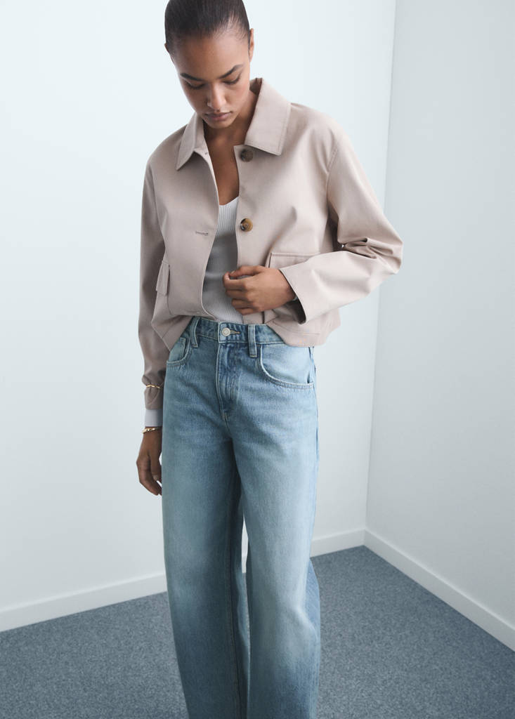 High-waisted barrel jeans — Medium Blue