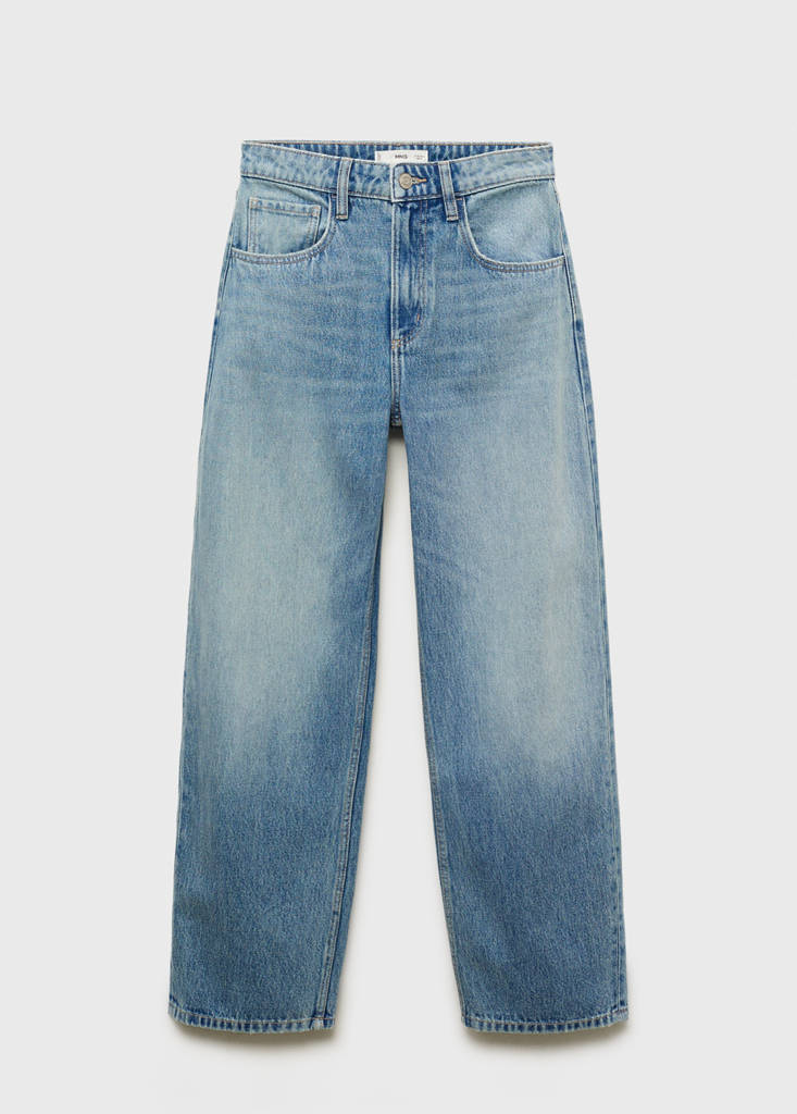 High-waisted barrel jeans — Medium Blue