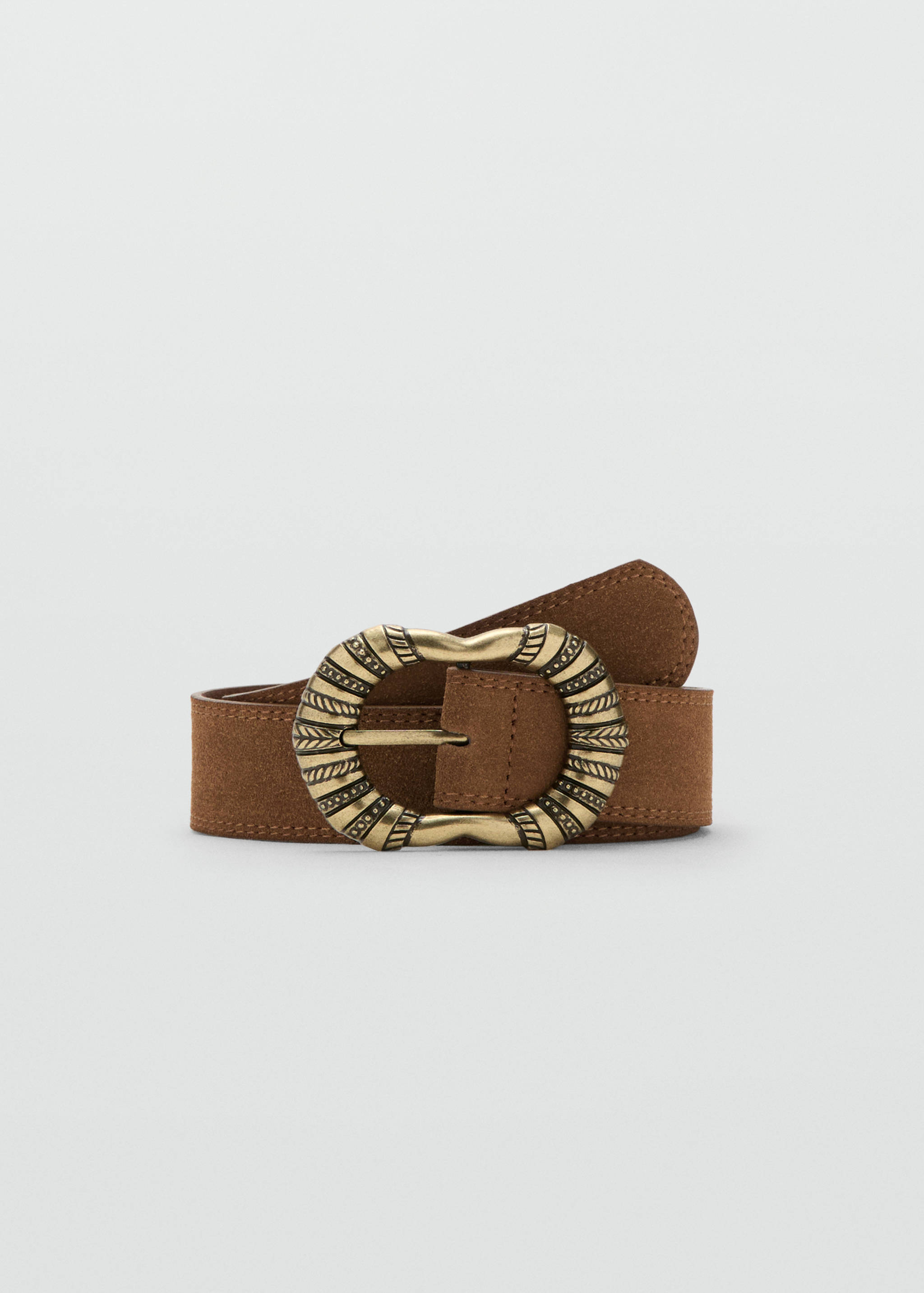 Suede leather belt with engraved buckle - Article without model