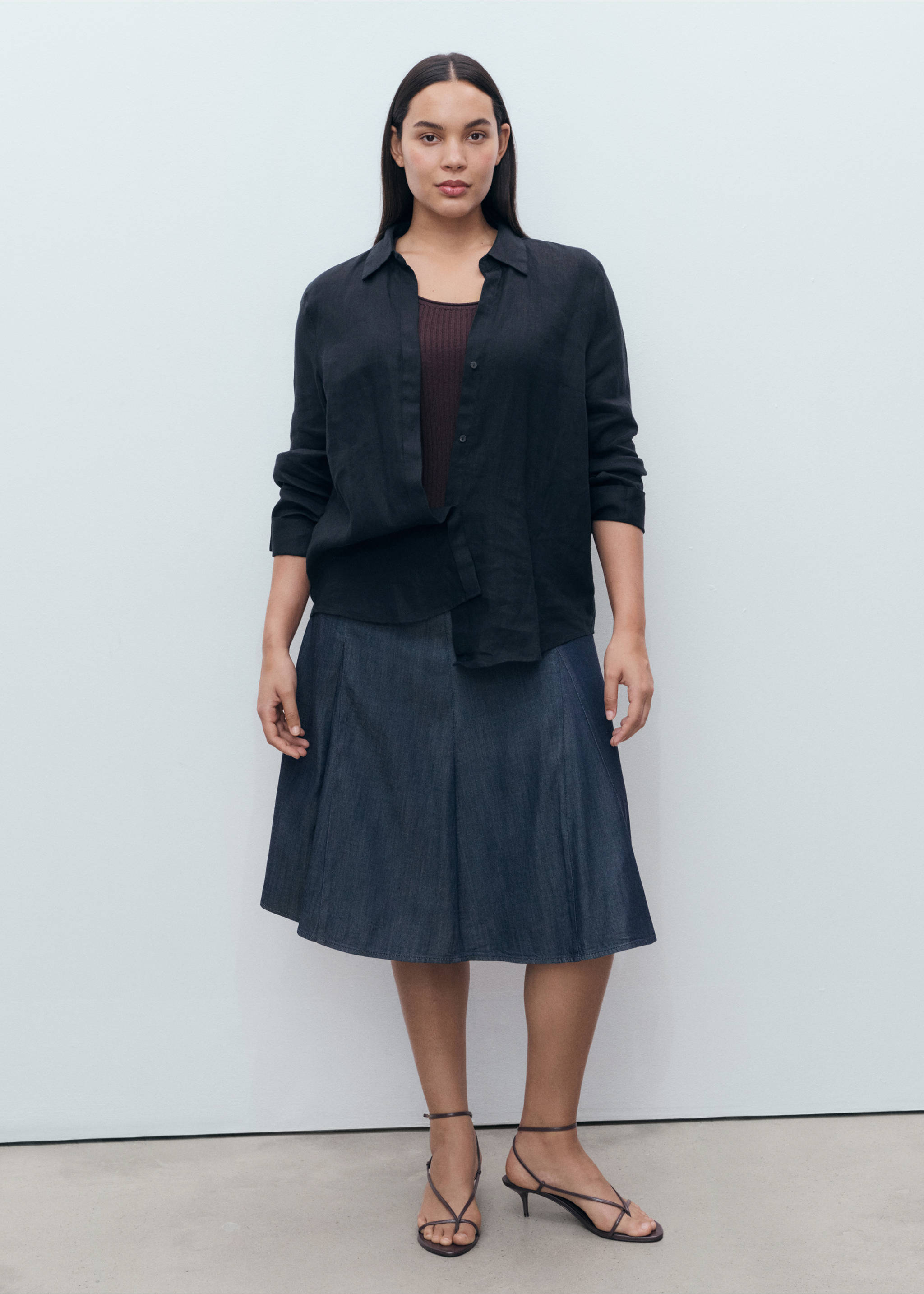 Jupe plissée denim - Détail de l'article 3, Bleu. Ref: 17044099-00.