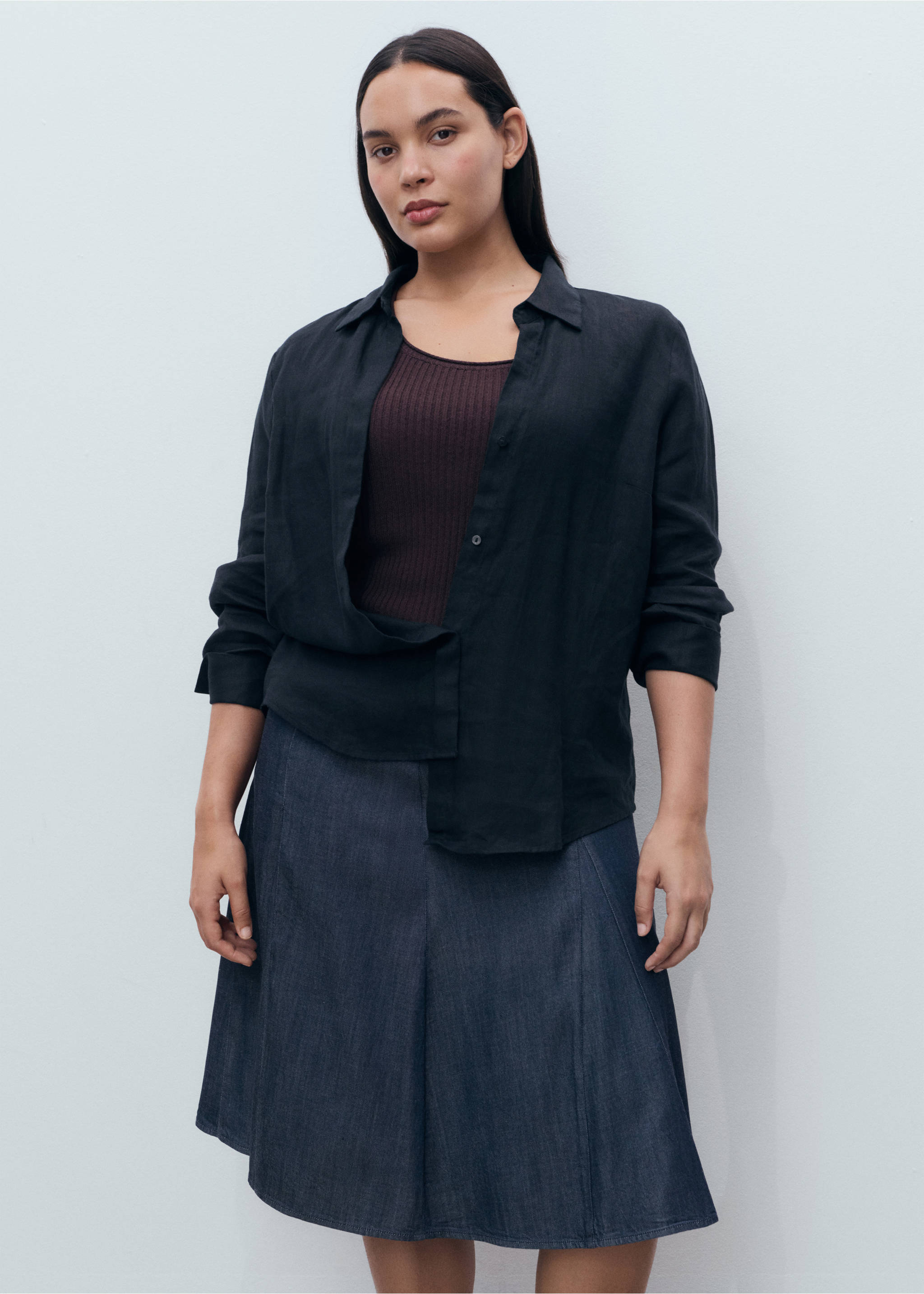 Jupe plissée denim - Détail de l'article 5, Bleu. Ref: 17044099-00.