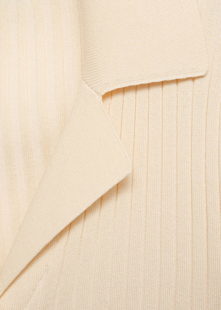 Ribbed lapel cardigan — Ecru