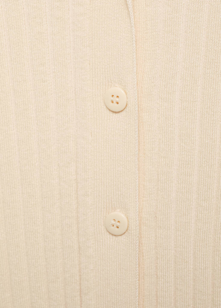 Ribbed lapel cardigan — Ecru