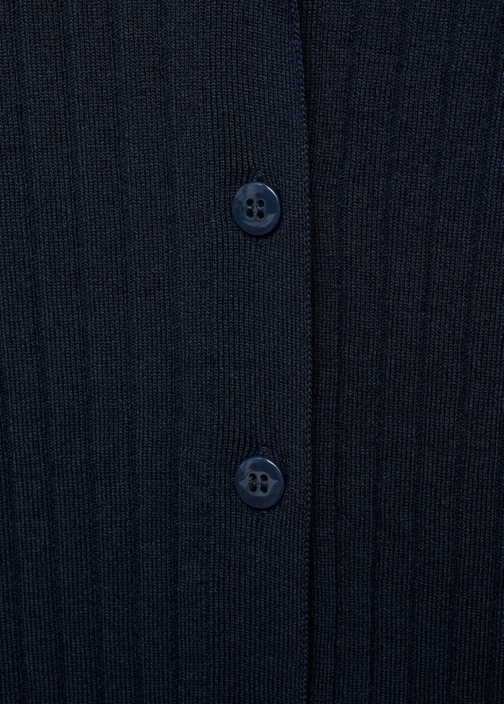Ribbed lapel cardigan — Dark Navy