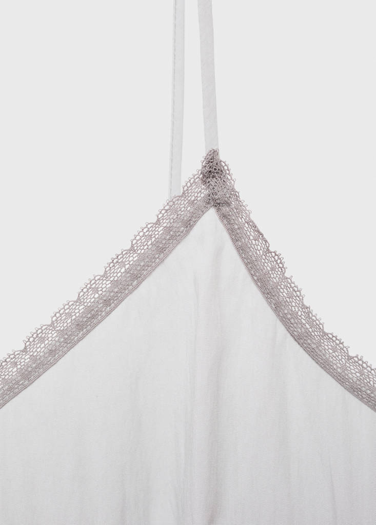 Pyjama top with lace trim — Light/Pastel Grey