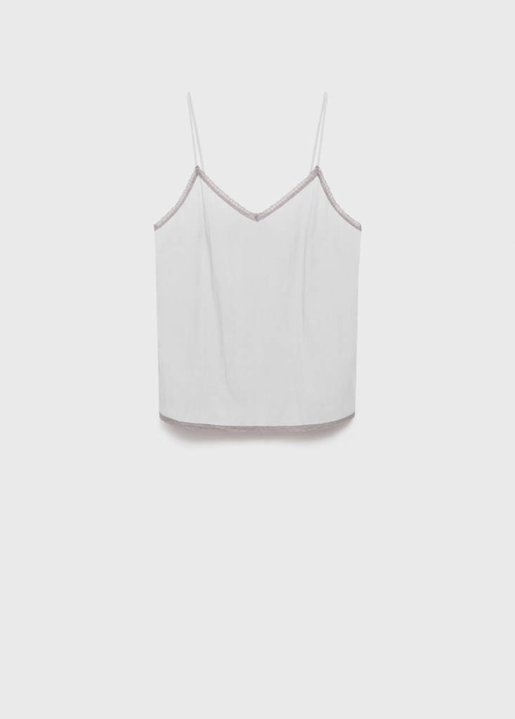 Pyjama top with lace trim — Light/Pastel Grey