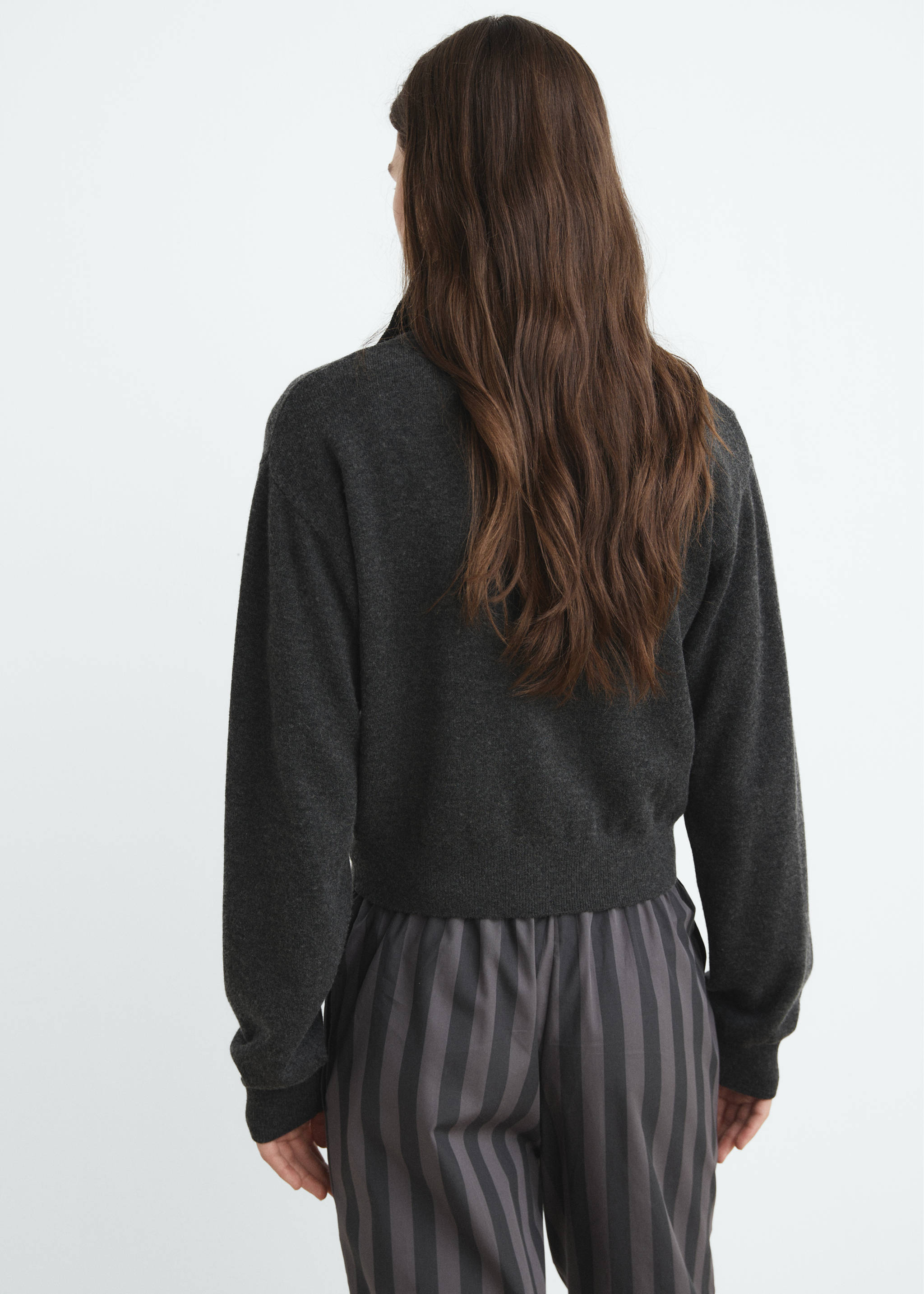 Cropped wool cardigan with buttons - Medium plane