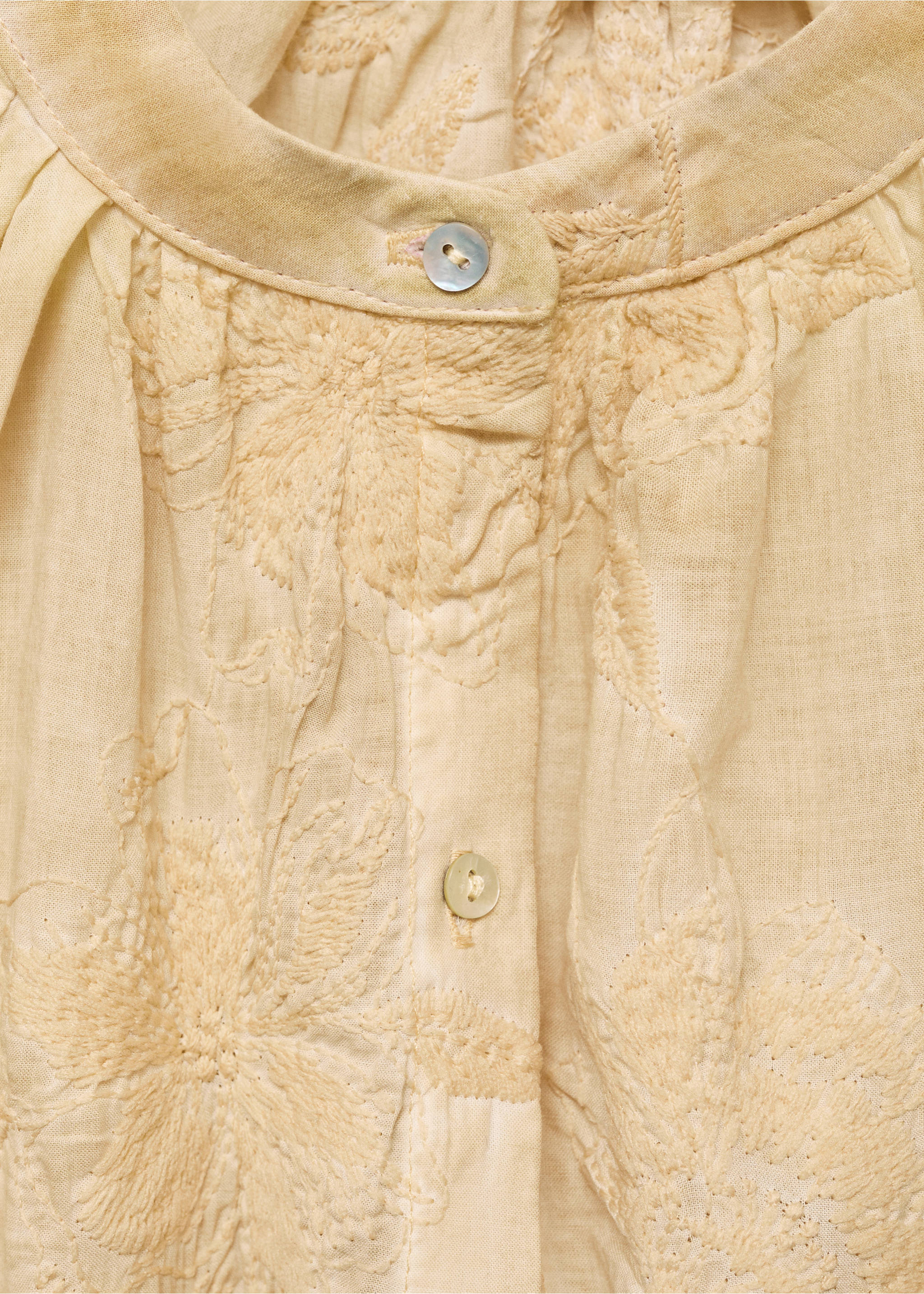 Overdyed embroidered cotton nightdress - Details of the article 8, Light/Pastel Brown. Ref: 17044109-00.