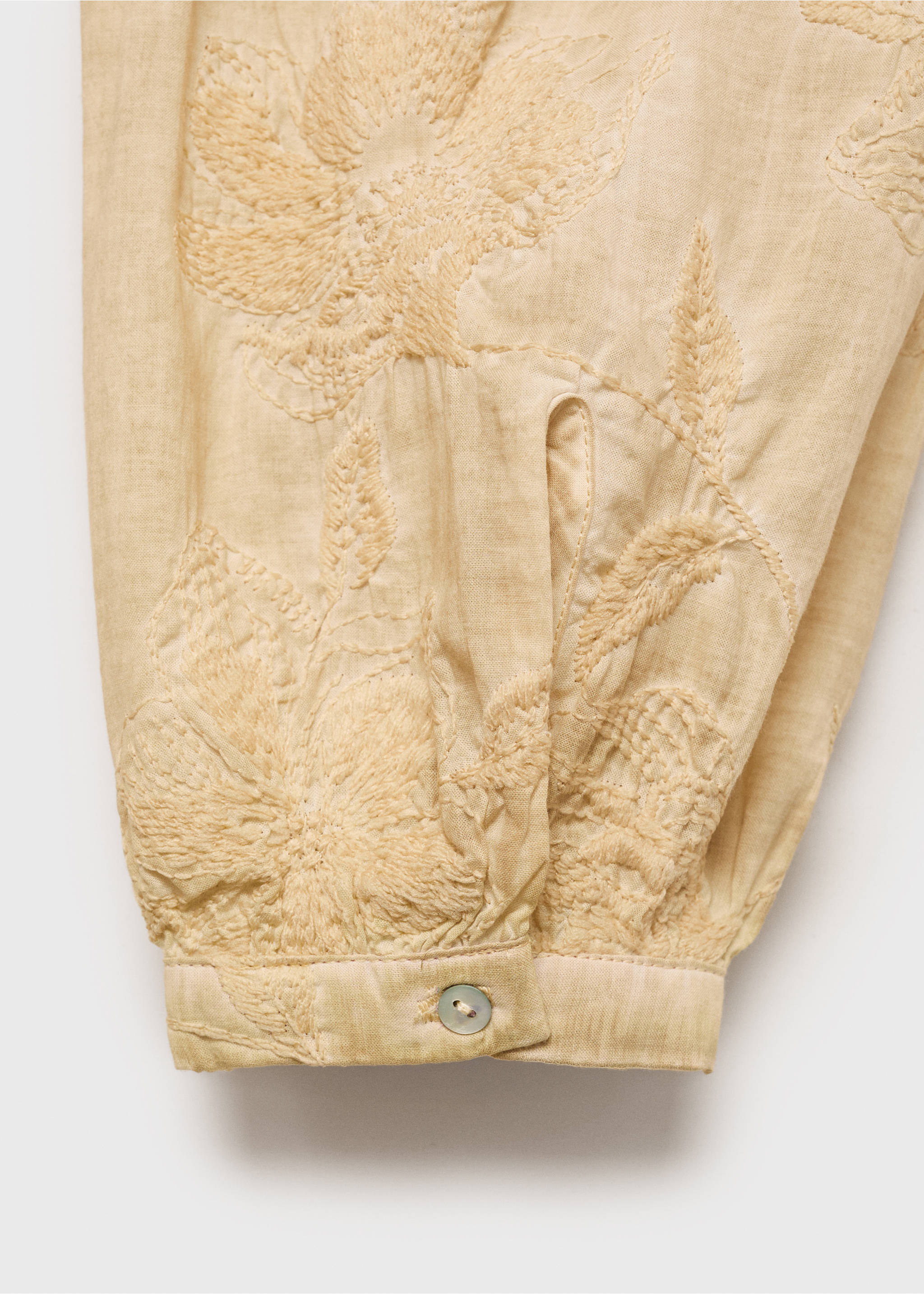 Overdyed embroidered cotton nightdress - Details of the article 0, Light/Pastel Brown. Ref: 17044109-00.