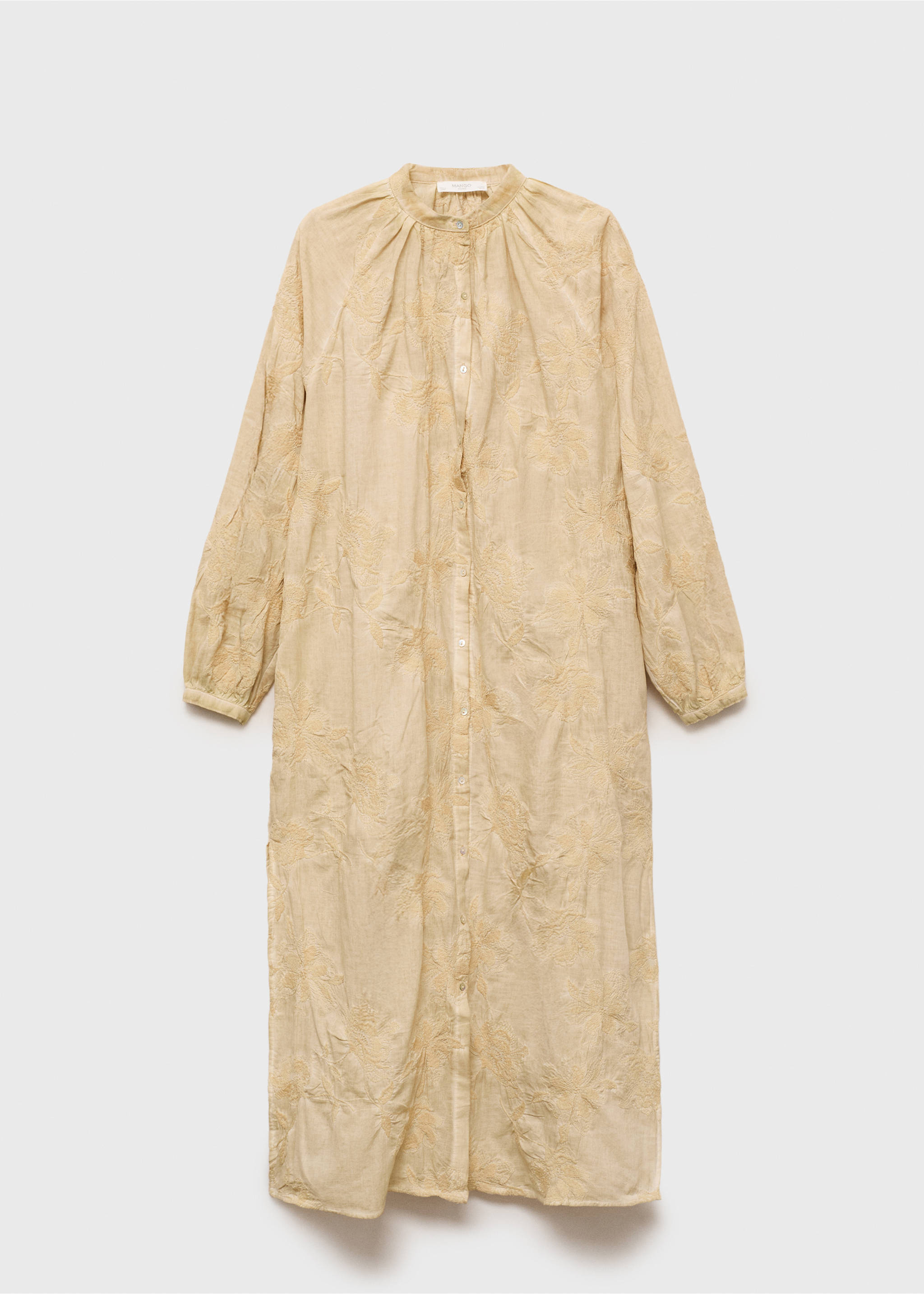 Overdyed embroidered cotton nightdress - Article without model, Light/Pastel Brown. Ref: 17044109-00.