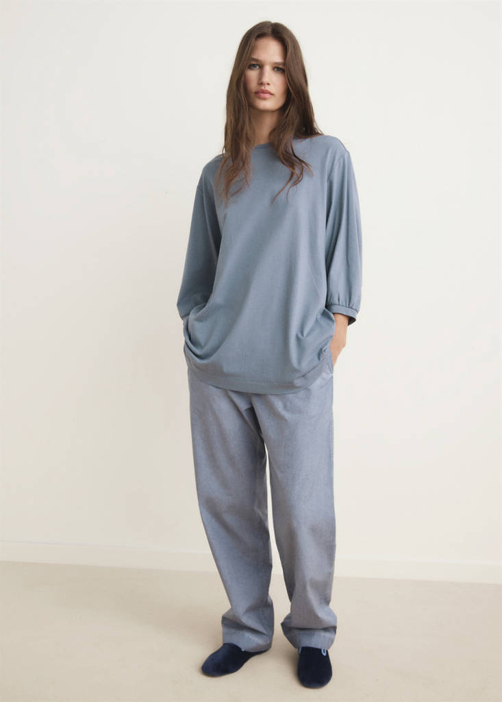 Pyjama t-shirt with puffed sleeves — Ink Blue