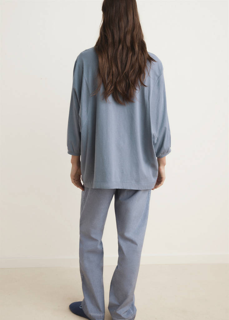 Pyjama t-shirt with puffed sleeves — Ink Blue