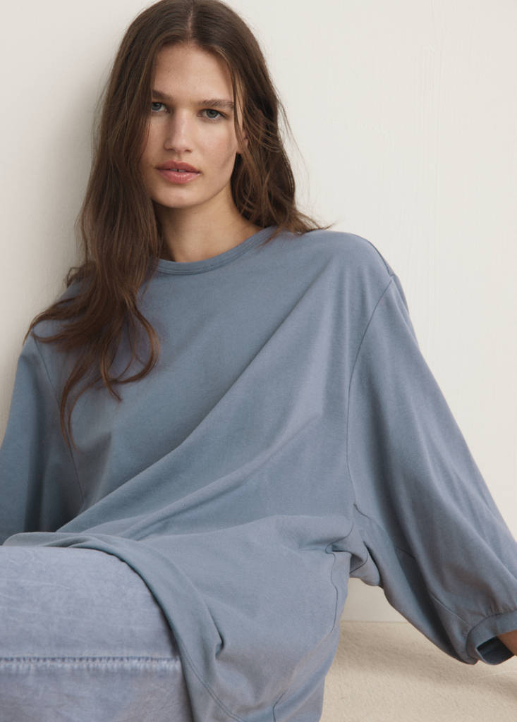 Pyjama t-shirt with puffed sleeves — Ink Blue