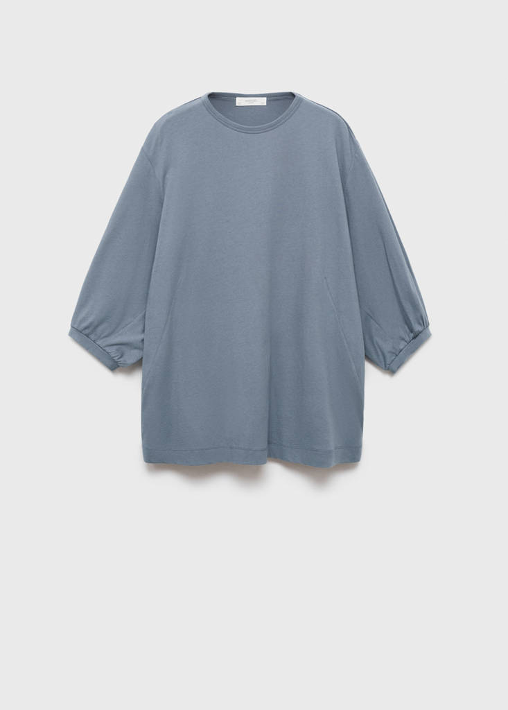 Pyjama t-shirt with puffed sleeves — Ink Blue