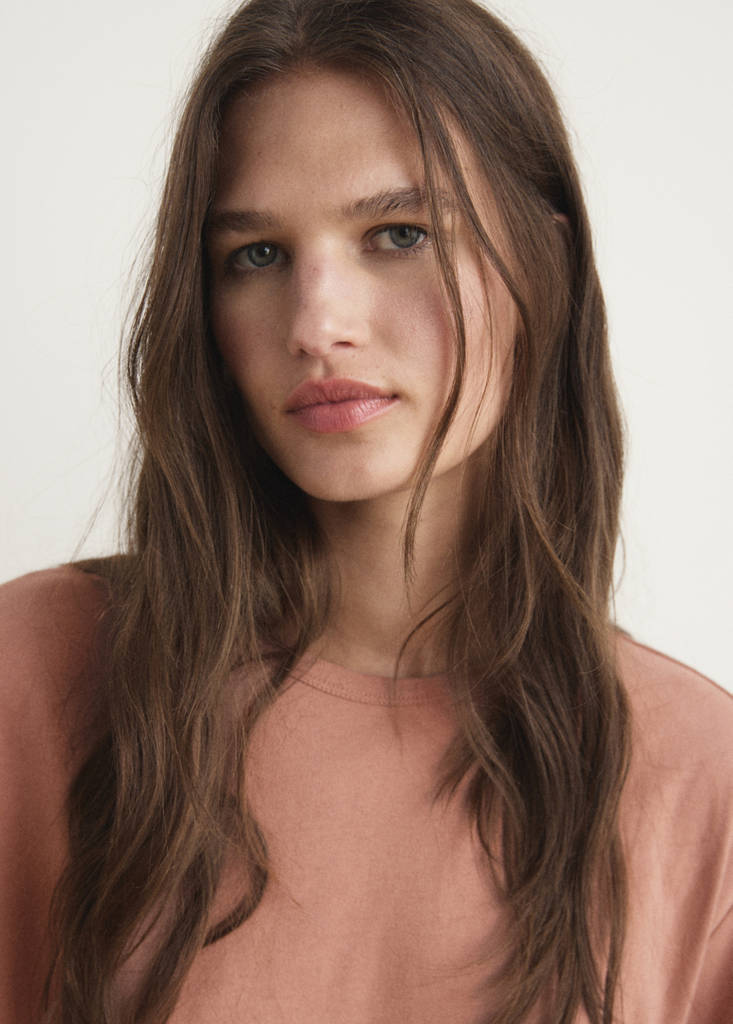 Pyjama t-shirt with puffed sleeves — Medium Pink