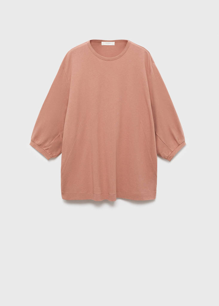 Pyjama t-shirt with puffed sleeves — Medium Pink